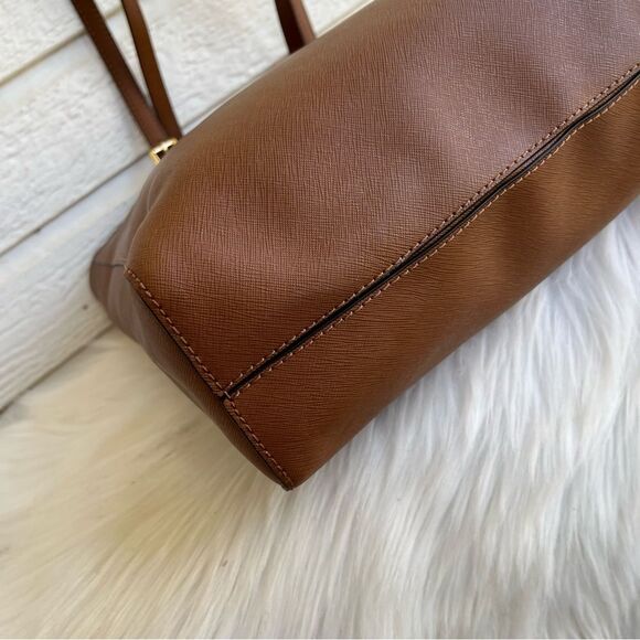 MICHAEL KORS Acorn Leather Jet Set Tote Shoulder Bag Raven Laptop Work - Picture 6 of 12